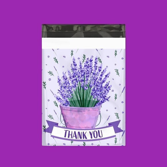 NEW - (15) 10"x 13" Bouquet Of Lavender Designer Poly Mailers - Picture 1 of 5